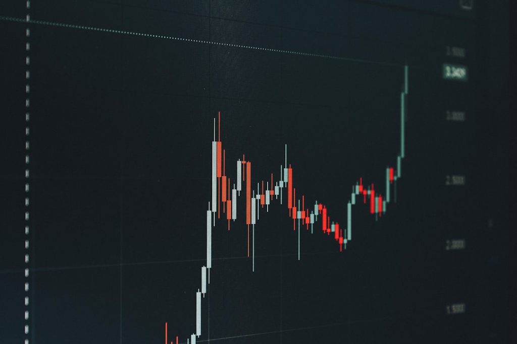 Stock market chart showing upward trend.