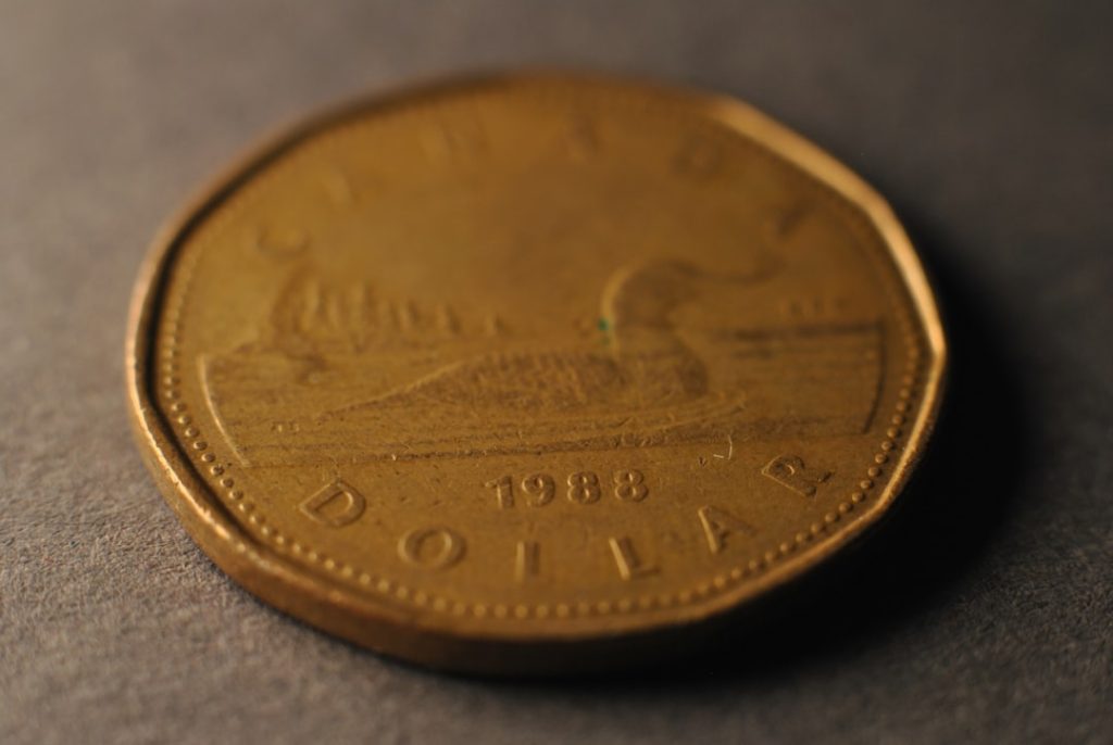 A close up of a coin on a table